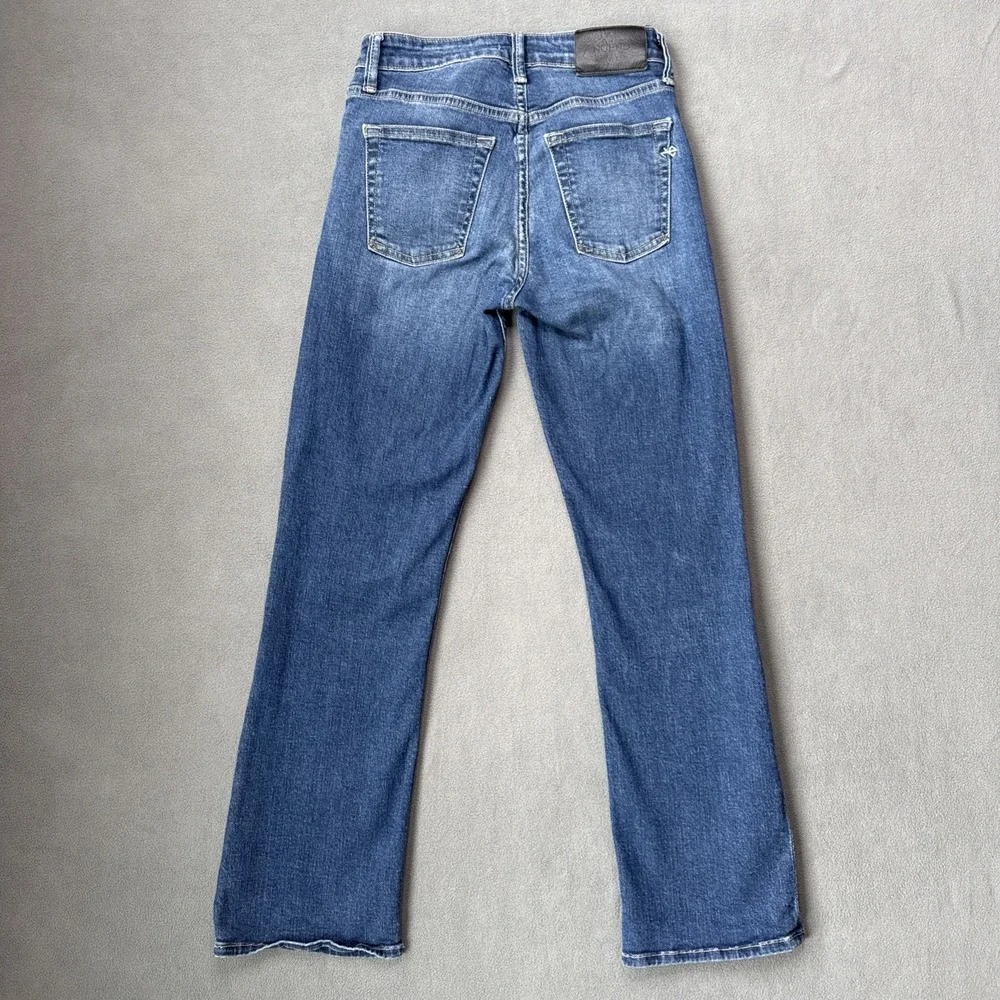 NoEnd Denim Jeans Womens 24 Blue Kick Flare Mid Rise Medium Wash USA Made‎